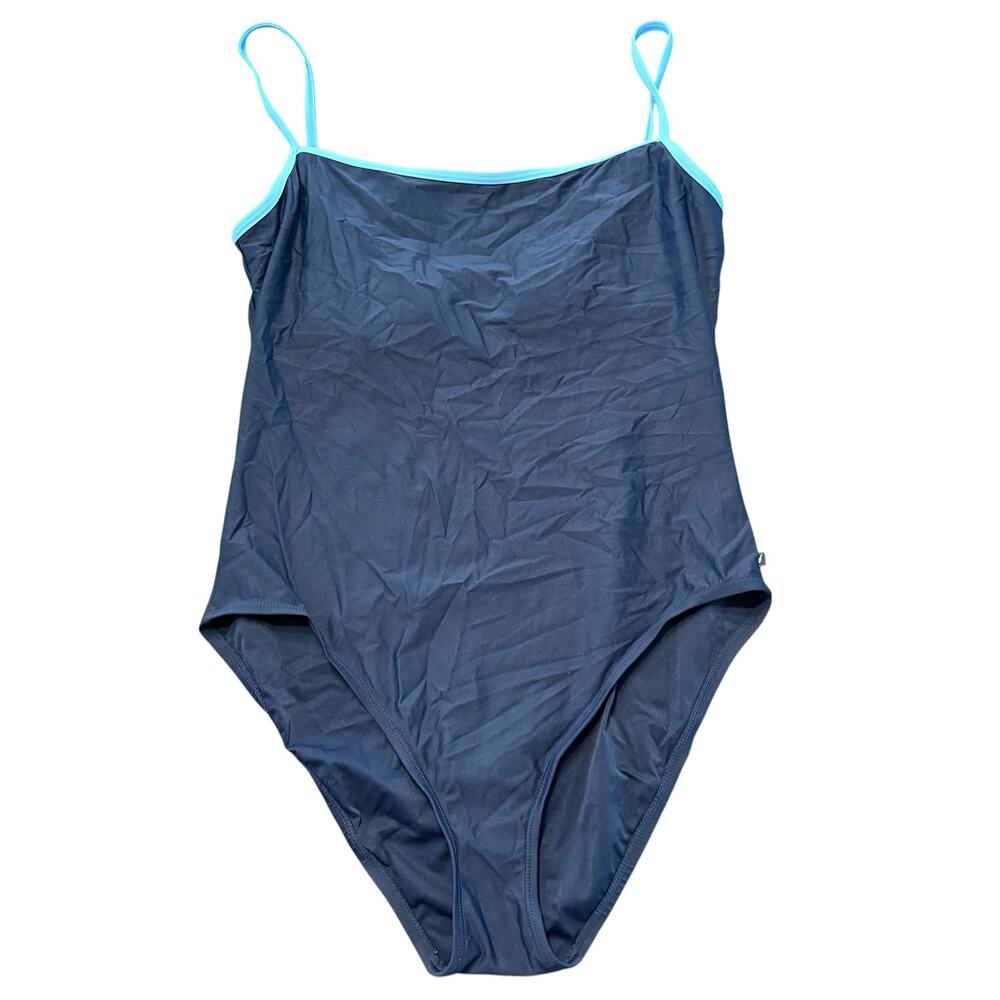 Nautica one-piece swimsuit, navy blue with light blue trim, Size 16